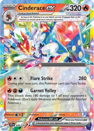Cinderace ex - 028/142 28 - SV07 Stellar Crown Holofoil