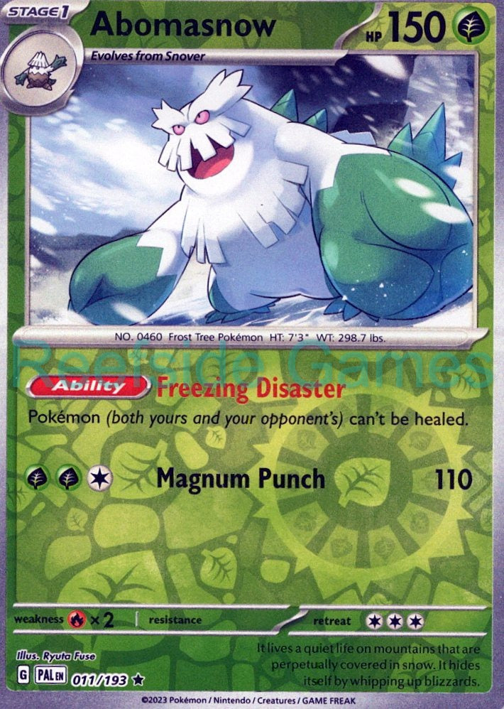 ABOMASNOW 011/193 Rare Paldea Evolved Pokemon Reverse Holo Near Mint