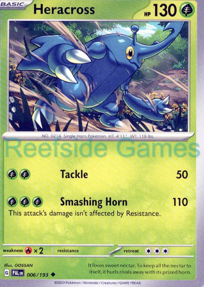 HERACROSS 006/193 Uncommon Paldea Evolved Pokemon Near Mint