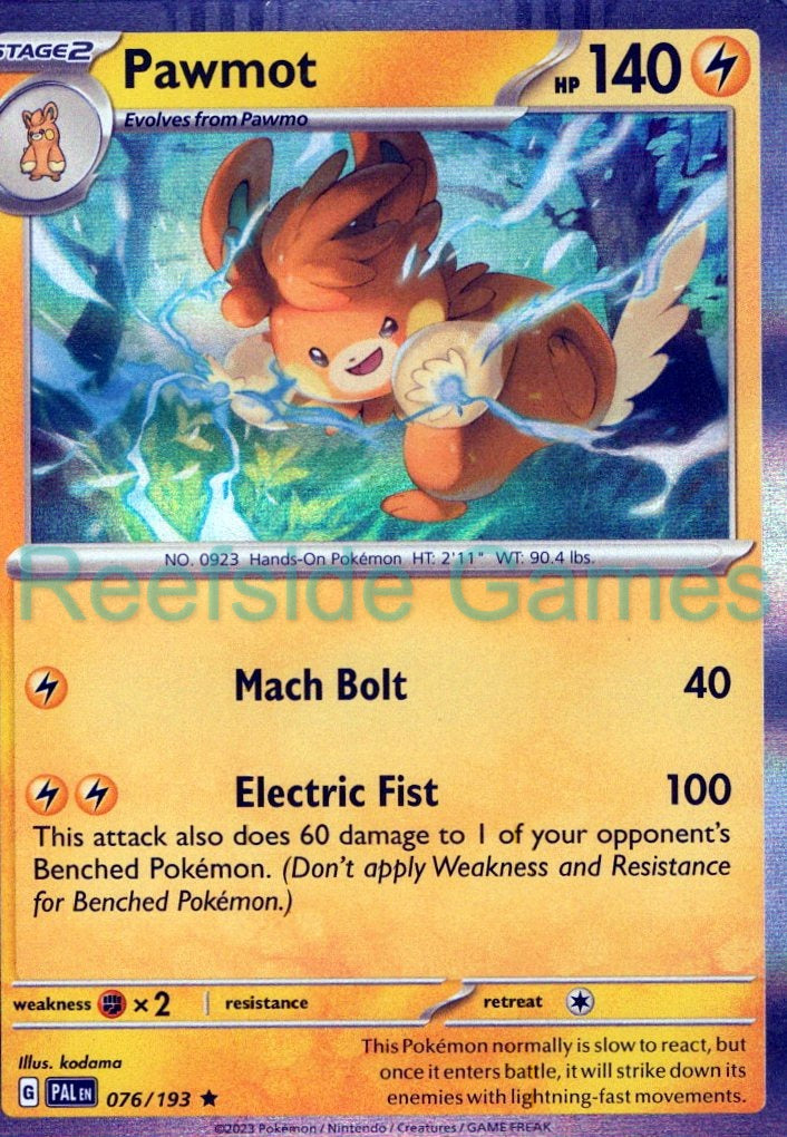 PAWMOT 076/193 Rare Paldea Evolved Pokemon Near Mint