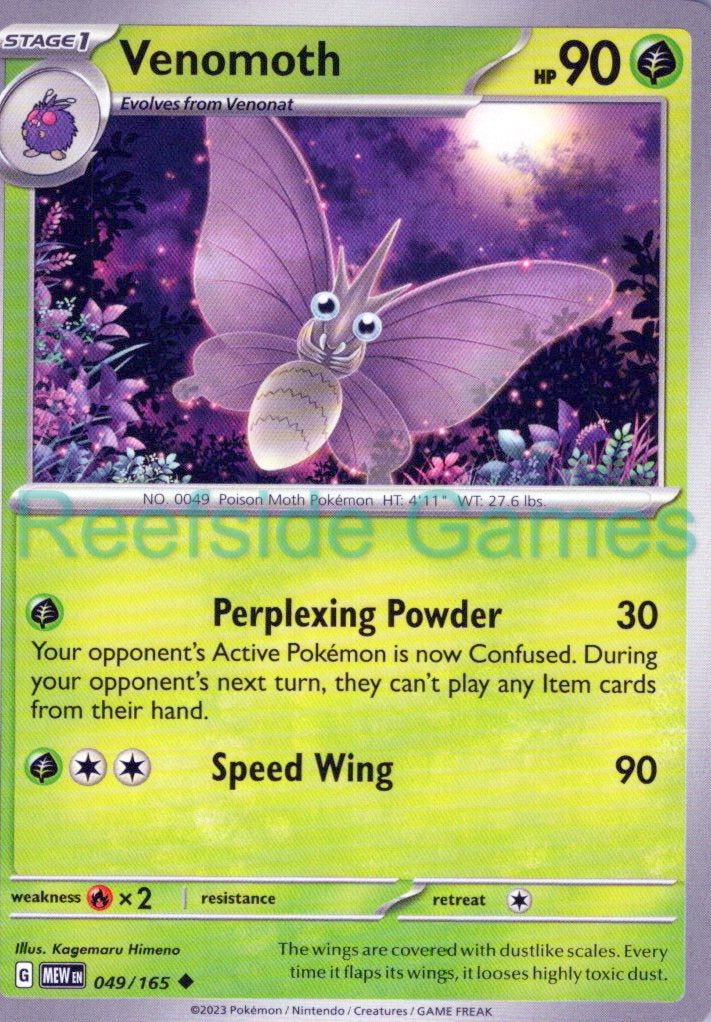 VENOMOTH 049/165 Uncommon 151 Pokemon Near Mint