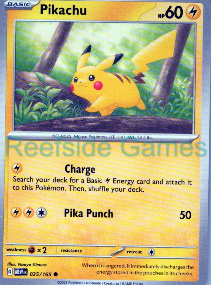 PIKACHU 025/165 Common 151 Pokemon Near Mint