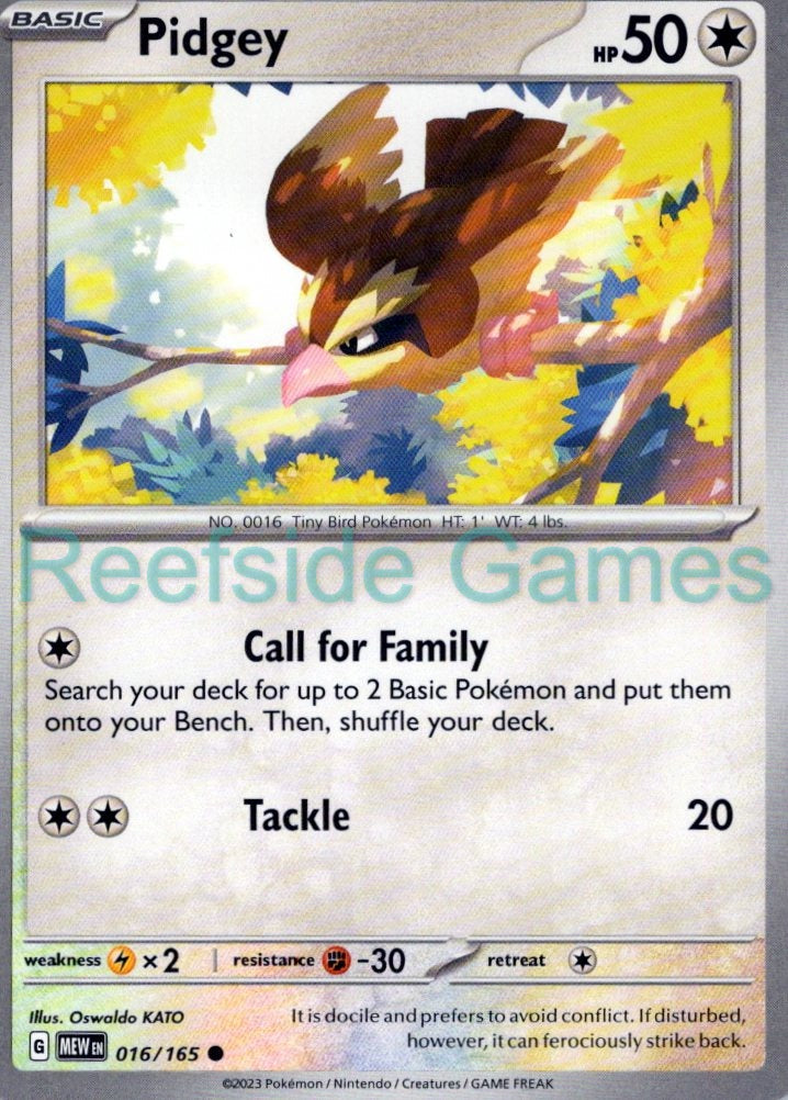 PIDGEY 016/165 Common 151 Pokemon Near Mint