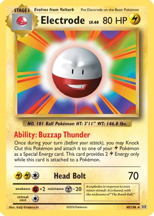 Electrode 040  - Reverse Holofoil XY  Evolutions - Rare