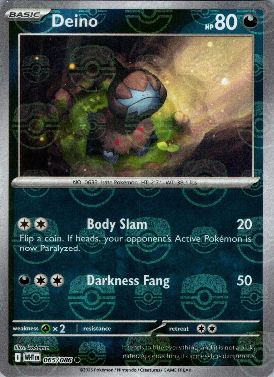 Deino (Poke Ball Pattern) 65 - SV White Flare Holofoil