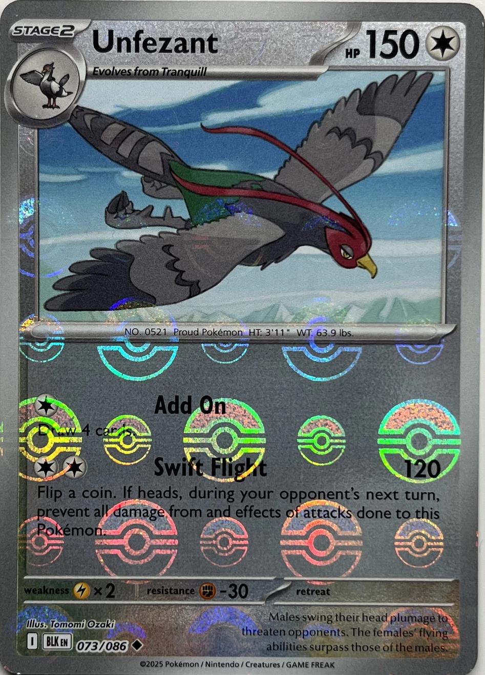Unfezant (Poke Ball Pattern) 73 - SV Black Bolt Holofoil