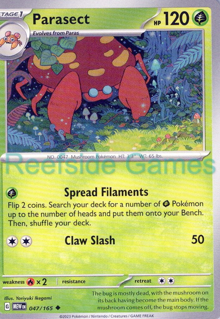 PARASECT 047/165 Uncommon 151 Pokemon Near Mint