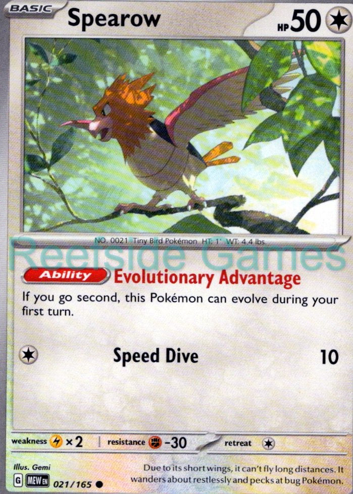 SPEAROW 021/165 Common 151 Pokemon Near Mint