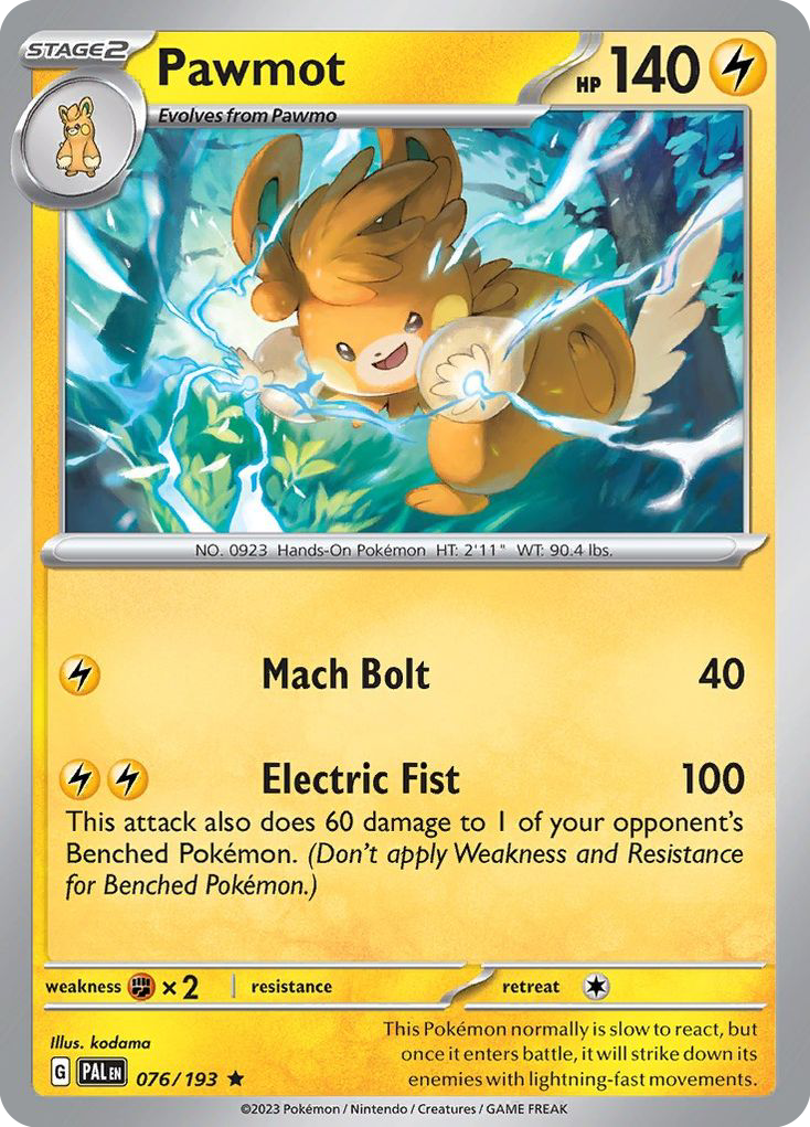 PAWMOT 076/193 Rare Paldea Evolved Pokemon Near Mint