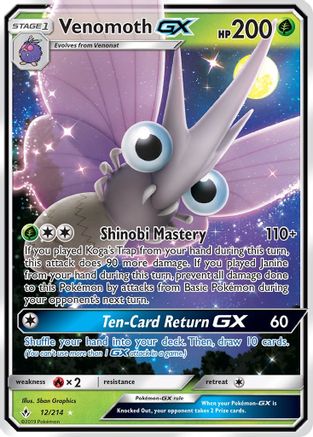 Venomoth GX 012  - Holofoil SM  Unbroken Bonds - Ultra Rare