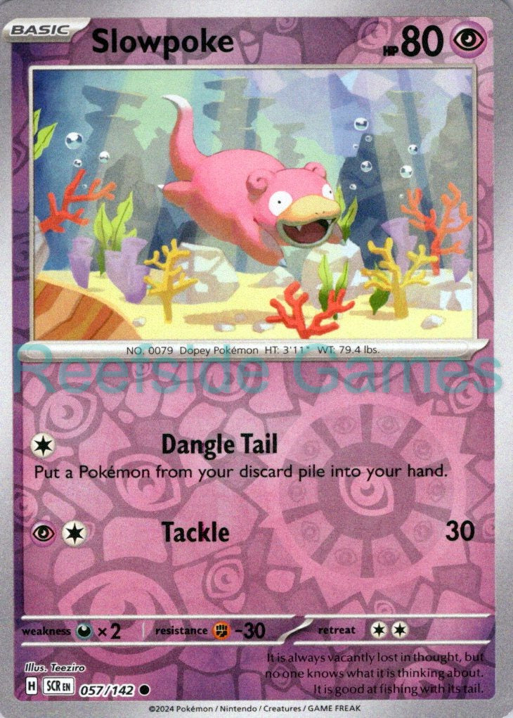 SLOWPOKE 57/142 Common Stellar Crown Pokemon Reverse Holo Near Mint