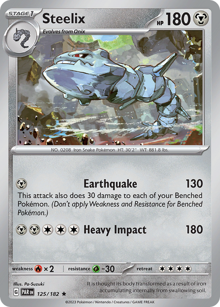 STEELIX 125/182 Rare Paradox Rift Pokemon Holo Near Mint