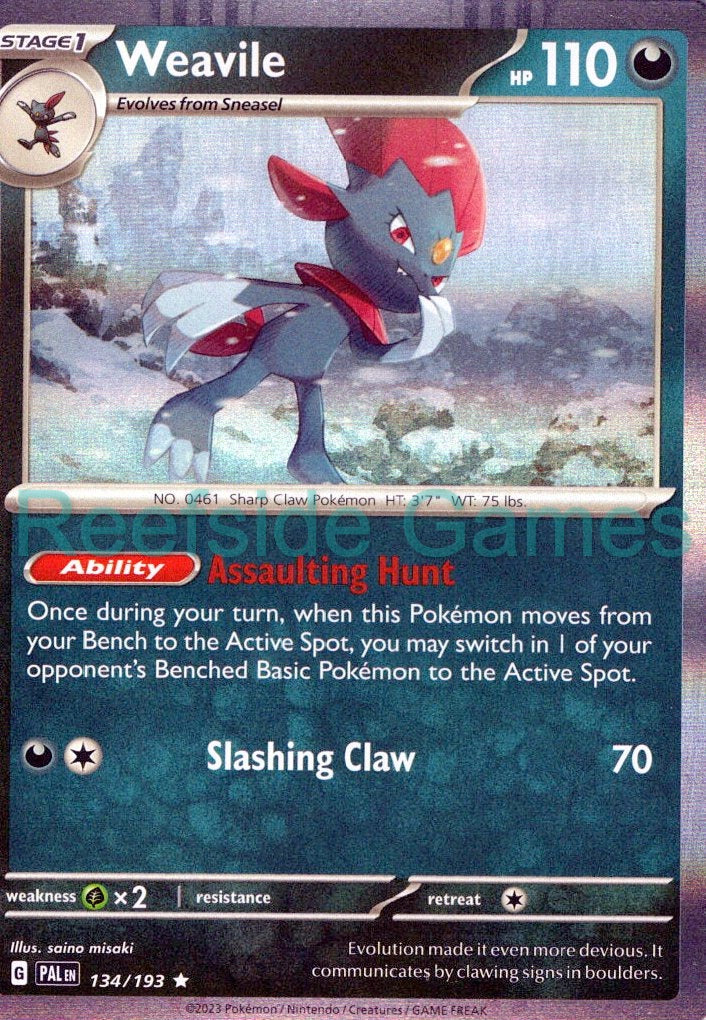 WEAVILE 134/193 Rare Paldea Evolved Pokemon Near Mint