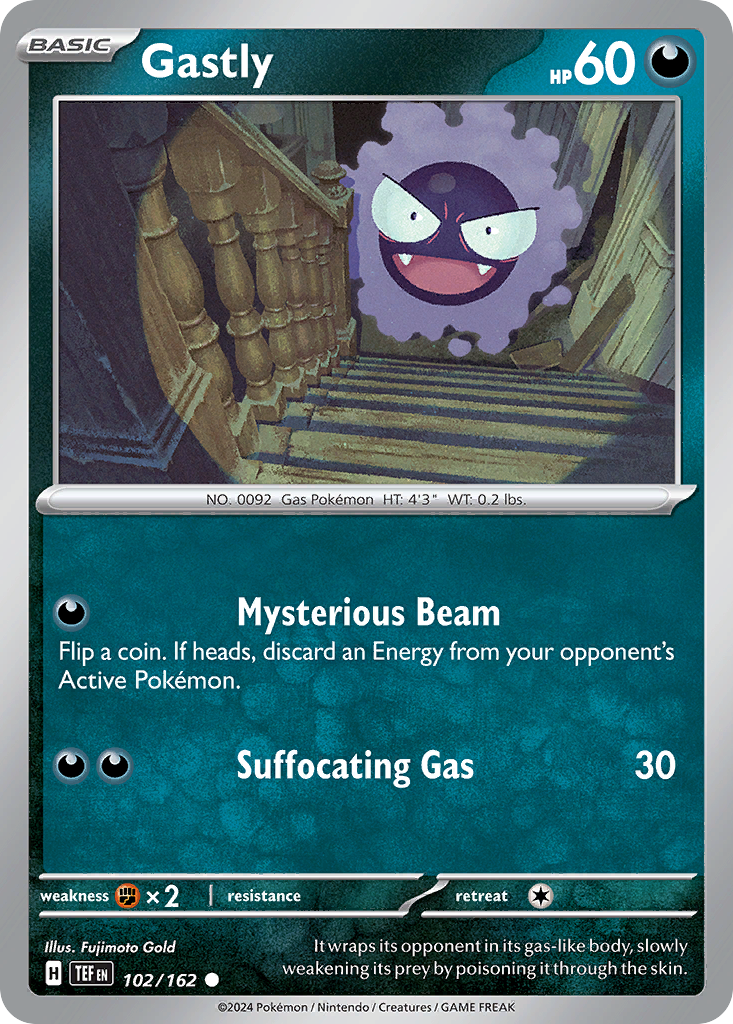 GASTLY 102/162 Common Temporal Forces Pokemon Reverse Holo Near Mint