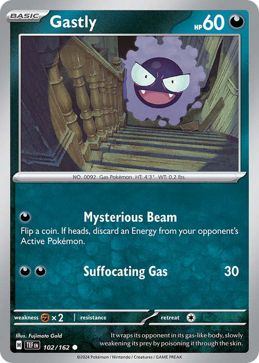GASTLY 102/162 Common Temporal Forces Pokemon Reverse Holo Near Mint