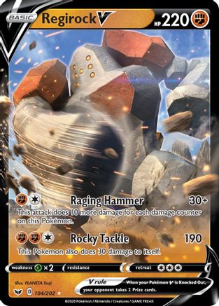 Regirock V 104  - Holofoil SWSH01 Sword & Shield Base Set - Ultra Rare