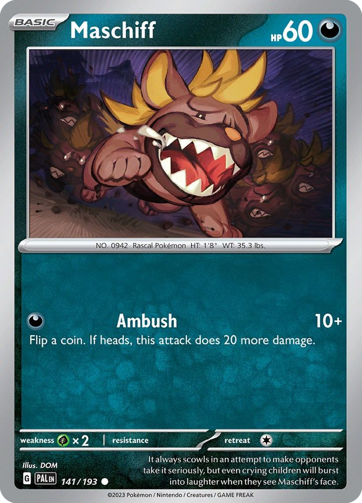 MASCHIFF 141/193 Common Paldea Evolved Pokemon Near Mint