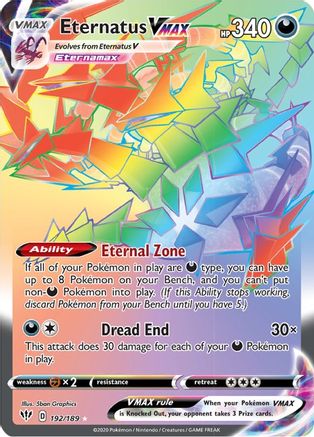 Eternatus VMAX (Secret) 192/189 - SWSH03 Darkness Ablaze Holofoil