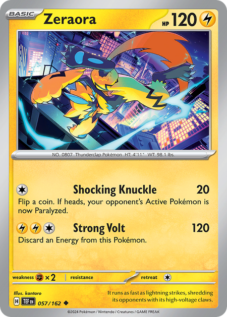 ZERAORA 057/162 Uncommon Temporal Forces Pokemon Near Mint