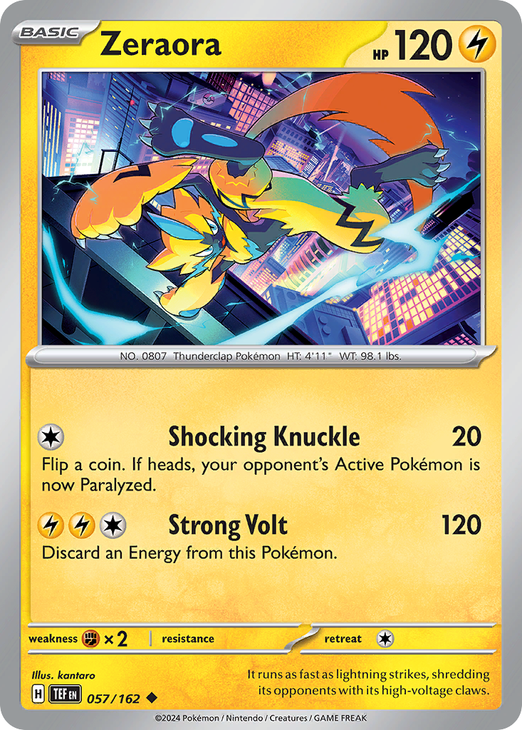 ZERAORA 057/162 Uncommon Temporal Forces Pokemon Near Mint