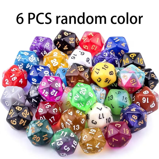 6 Pack of D20 dice (random Colour)