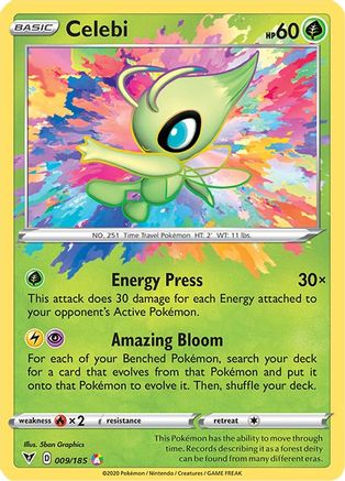 Celebi 009  - Holofoil SWSH04 Vivid Voltage - Amazing Rare