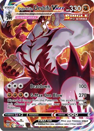 Holofoil Single Strike Urshifu VMAX (Alternate Art Secret) 168/163 - SWSH05 Battle Styles Holofoil