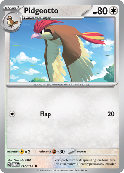 PIDGEOTTO 017/165 Common 151 Pokemon Near Mint
