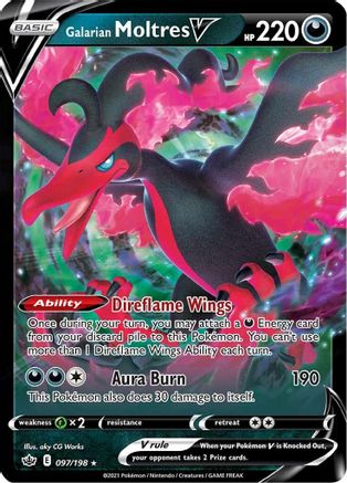 Galarian Moltres V 097/198  - Holofoil SWSH06 Chilling Reign - Ultra Rare