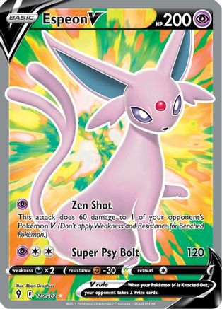 Espeon V (Full Art) 179  - Holofoil SWSH07 Evolving Skies - Ultra Rare