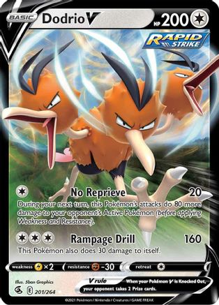 Dodrio V 201  - Holofoil SWSH08 Fusion Strike - Ultra Rare