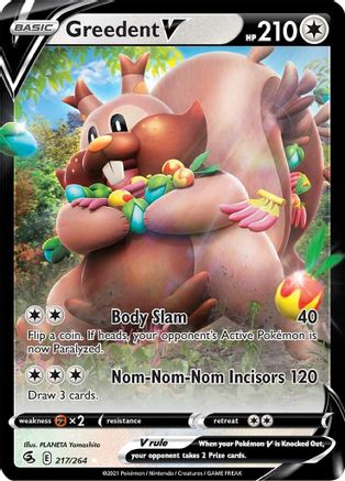 Greedent V 217  - Holofoil SWSH08 Fusion Strike - Ultra Rare