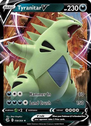 Tyranitar V 158  - Holofoil SWSH08 Fusion Strike - Ultra Rare
