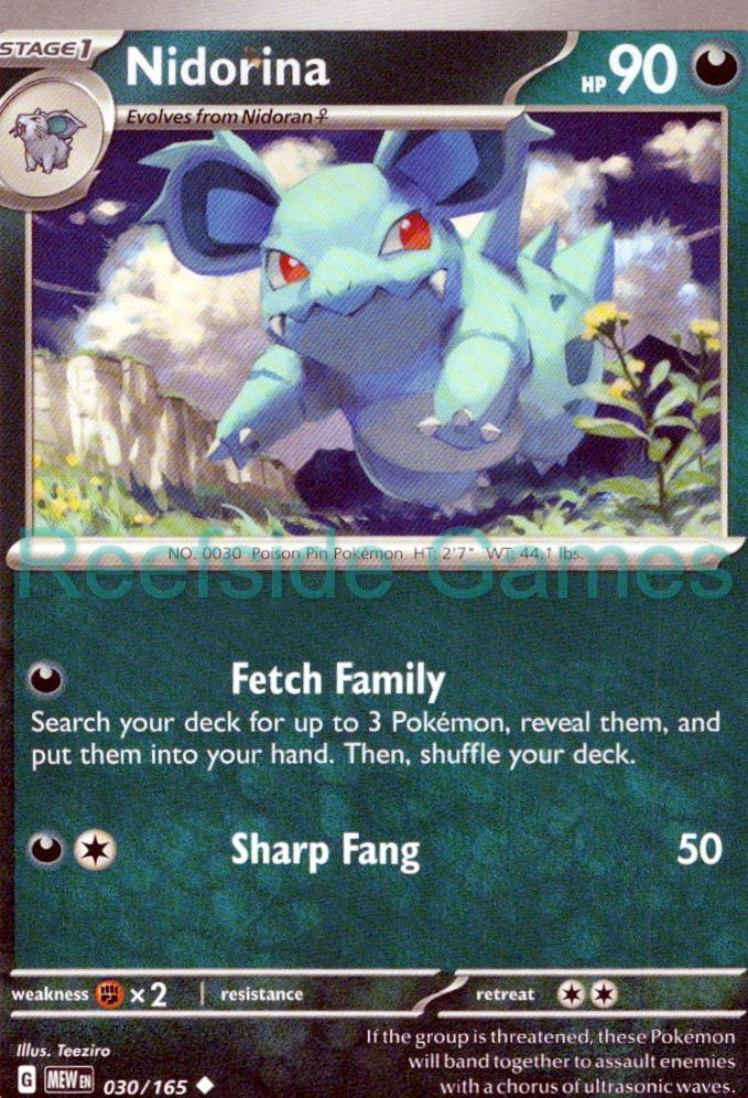 NIDORINA 030/165 Uncommon 151 Pokemon Near Mint