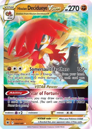 Hisuian Decidueye VSTAR 084  - Holofoil SWSH10 Astral Radiance - Ultra Rare