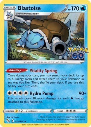 Blastoise 017  - Holofoil Pokemon GO - Holo Rare