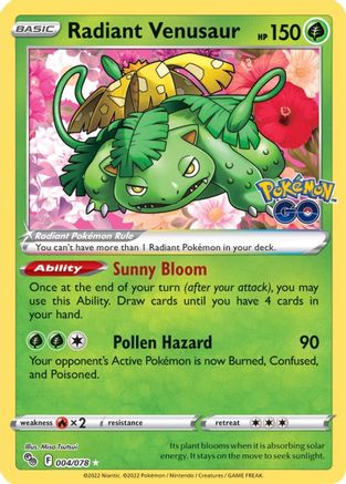 Radiant Venusaur 004  - Holofoil Pokemon GO - Radiant Rare
