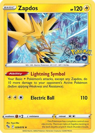 Zapdos 029  - Reverse Holofoil Pokemon GO - Holo Rare
