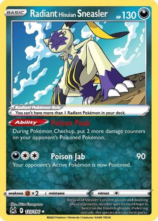 Radiant Hisuian Sneasler 123  - Holofoil SWSH11 Lost Origin - Radiant Rare