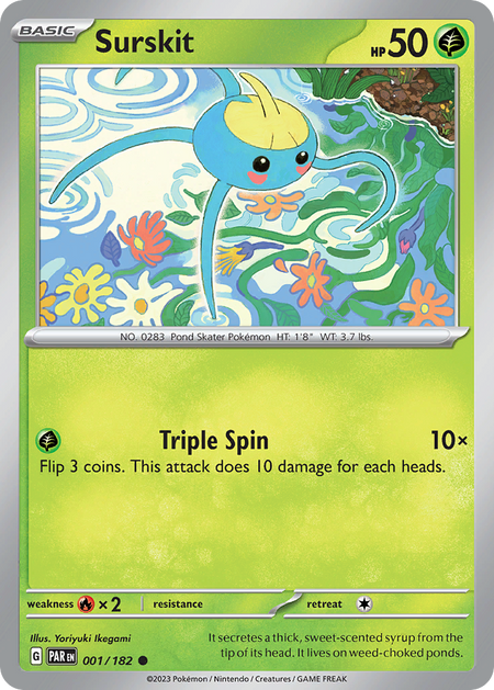 SURSKIT 001/182 Common Paradox Rift Pokemon Near Mint