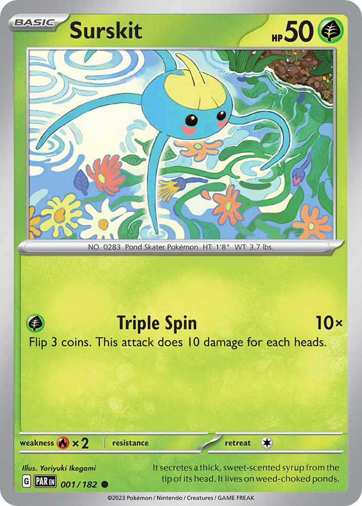 SURSKIT 001/182 Common Paradox Rift Pokemon Near Mint