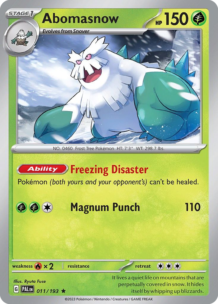 ABOMASNOW 011/193 Rare Paldea Evolved Pokemon Reverse Holo Near Mint