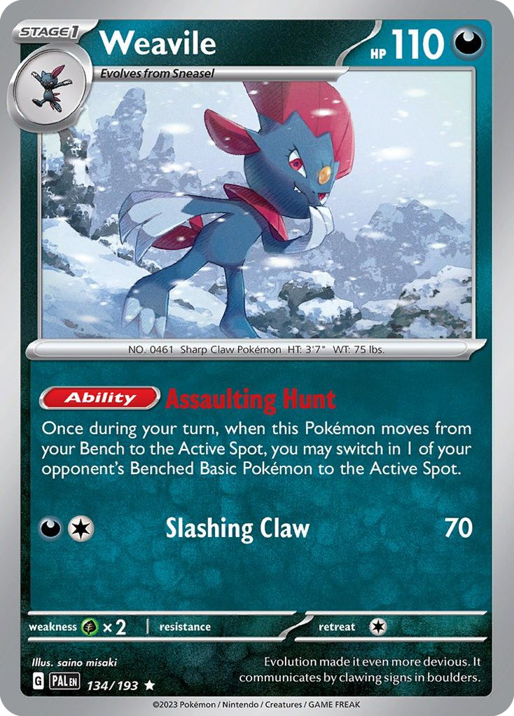 WEAVILE 134/193 Rare Paldea Evolved Pokemon Near Mint