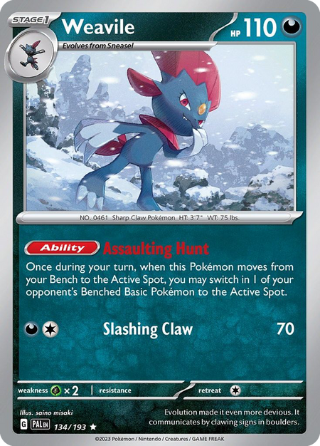 WEAVILE 134/193 Rare Paldea Evolved Pokemon Near Mint