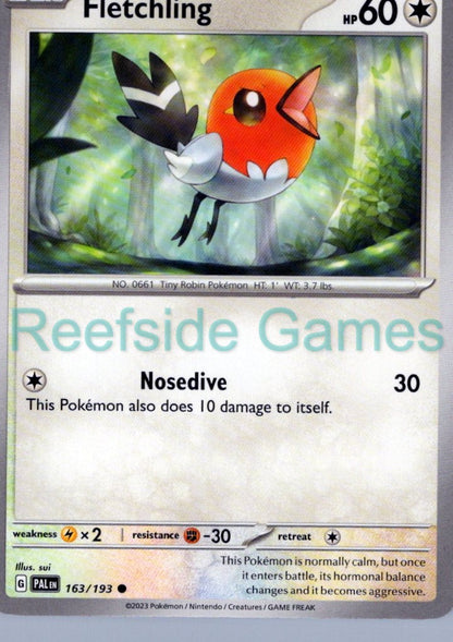 FLETCHLING 163/193 Common Paldea Evolved Pokemon Near Mint