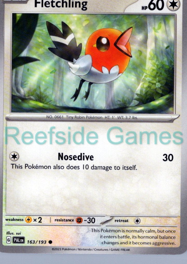 FLETCHLING 163/193 Common Paldea Evolved Pokemon Near Mint