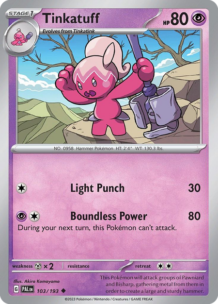 TINKATUFF 103/193 Uncommon Paldea Evolved Pokemon Near Mint