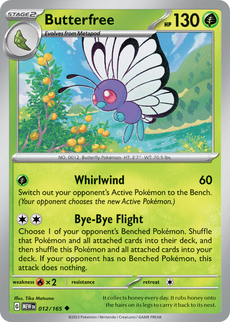 BUTTERFREE 012/165 Uncommon 151 Pokemon Near Mint