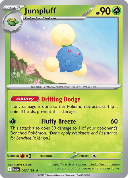 JUMPLUFF 003/193 Rare Paldea Evolved Pokemon Near Mint