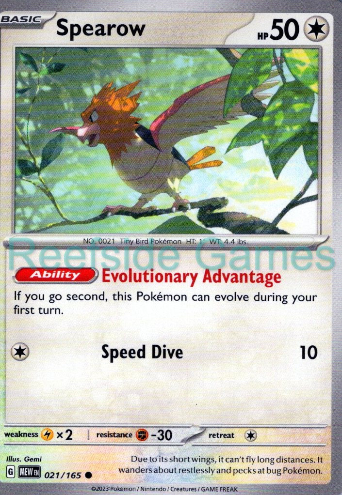 SPEAROW 021/165 Common 151 Pokemon Near Mint